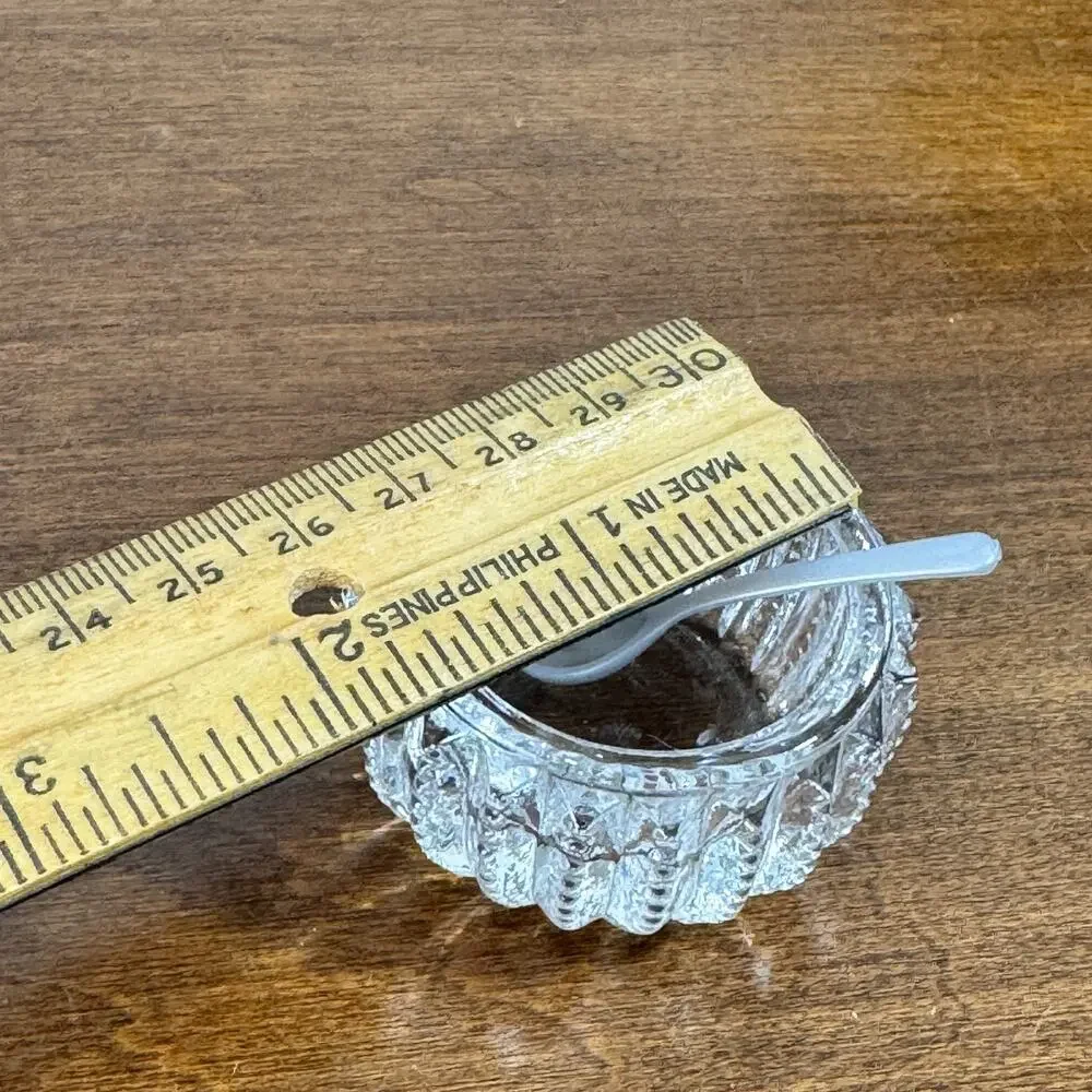 Vintage Antique Open Salt Cellar Clear Glass with Spoon 1.75